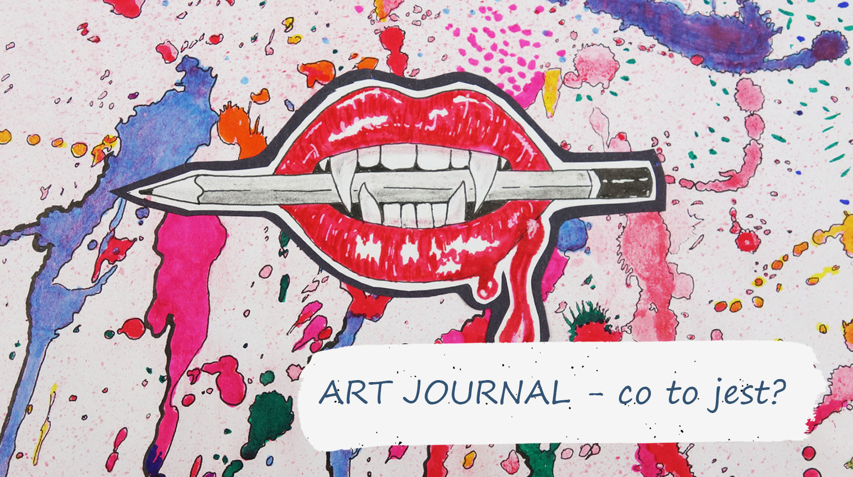 rysunek ust wampira trzymających ołówek