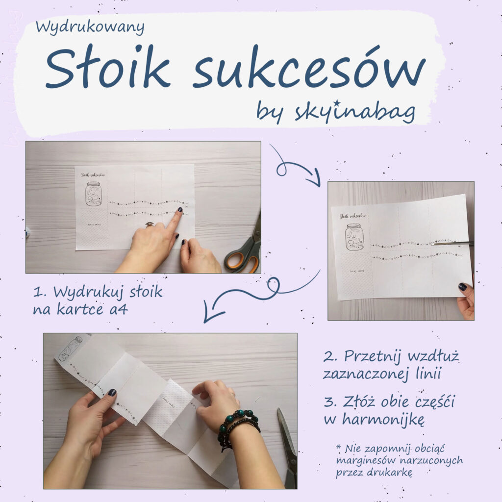 infografika z instrukcją jak złożyć papierowy słoik sukcesów