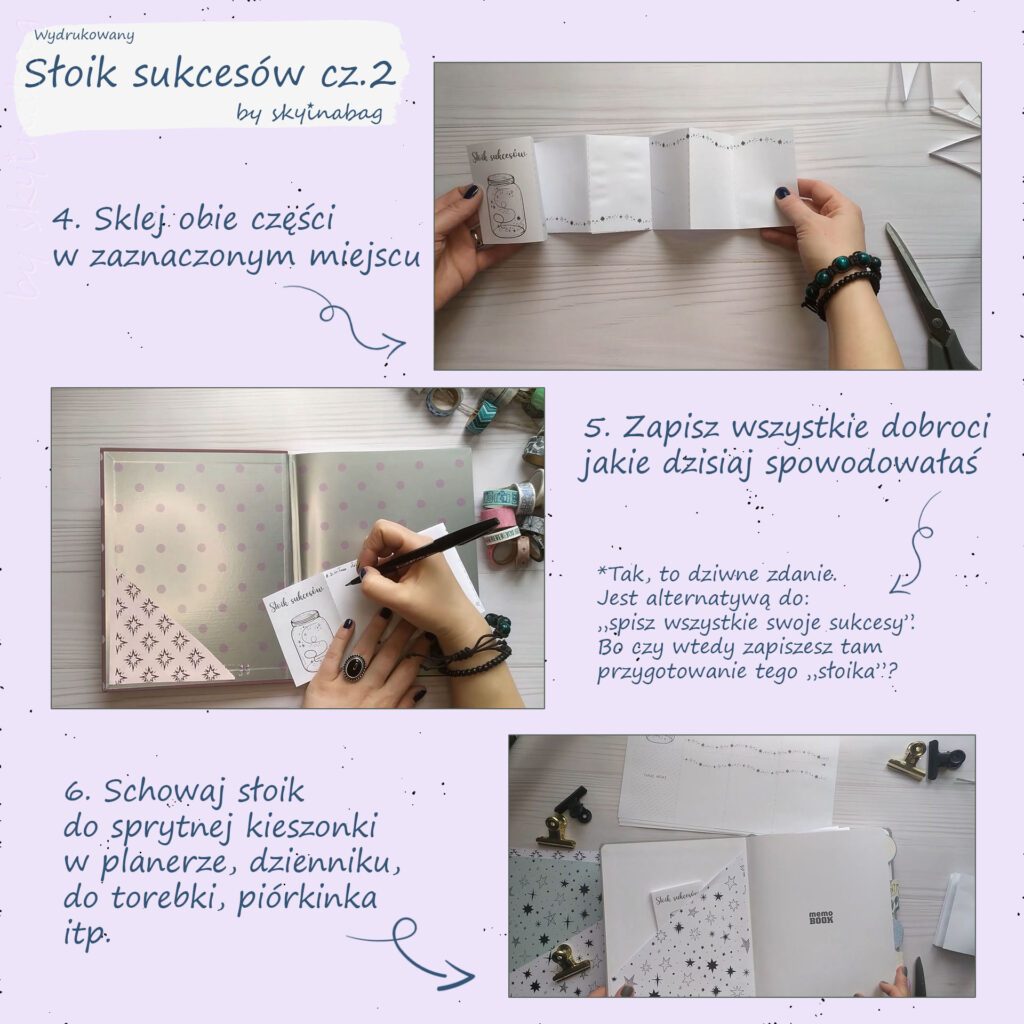 infografika z instrukcją jak złożyć papierowy słoik sukcesów