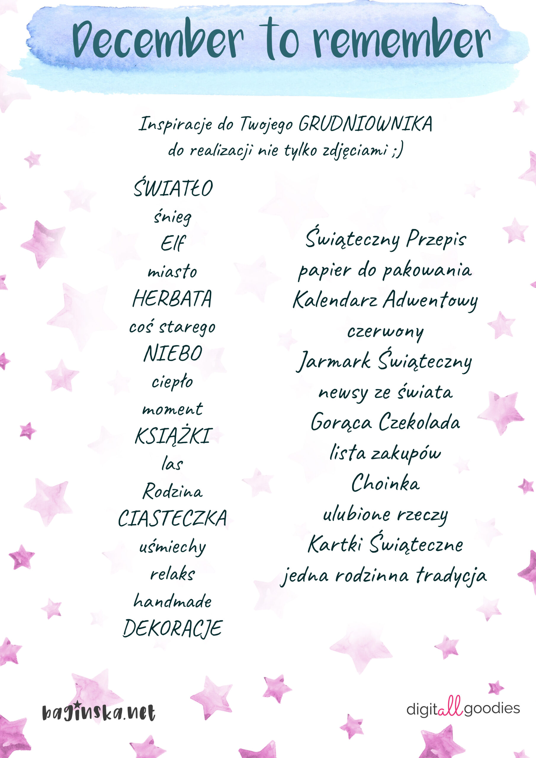 Lista podpowiedzi do grudniownika.