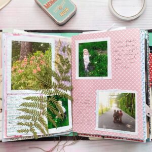 View of a junk journal spread.